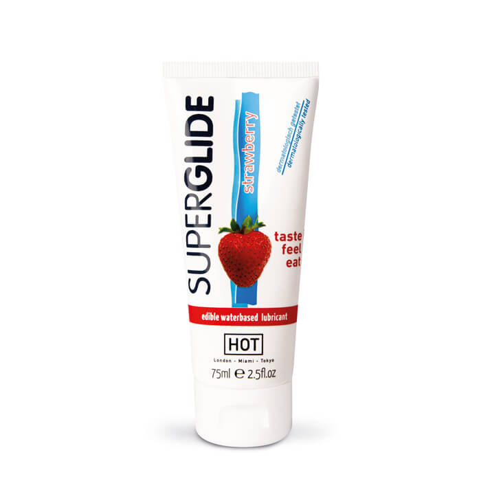 Hot Edible Superglide (75 Ml) - Gel Lubrifiant 100% Comestibil - Strawberry
